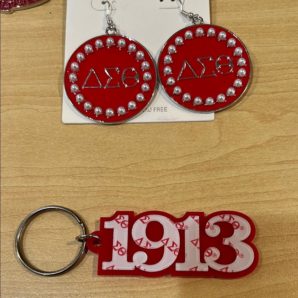 Red Delta‎ Sigma Theta  earrings only